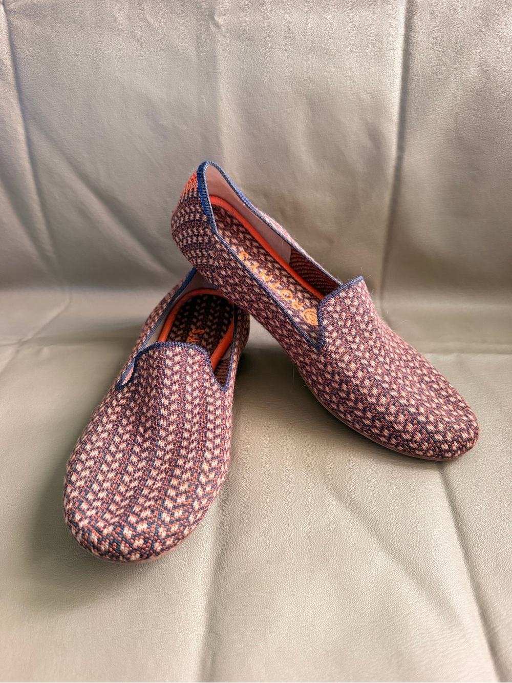 Rothy's Woven Slip-On Loafers with Blue Trim